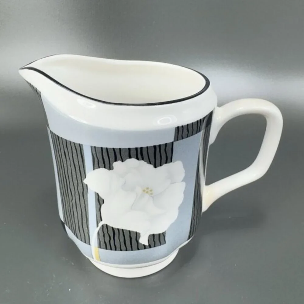 1988 Sango QUADRILLE Porcelain Small‎ Pitcher Creamer Ambience Made In Korea VTG